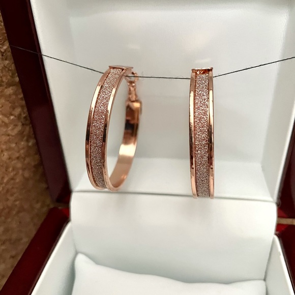 Rose Gold Shimmer Pierced Earrings - Picture 6 of 6